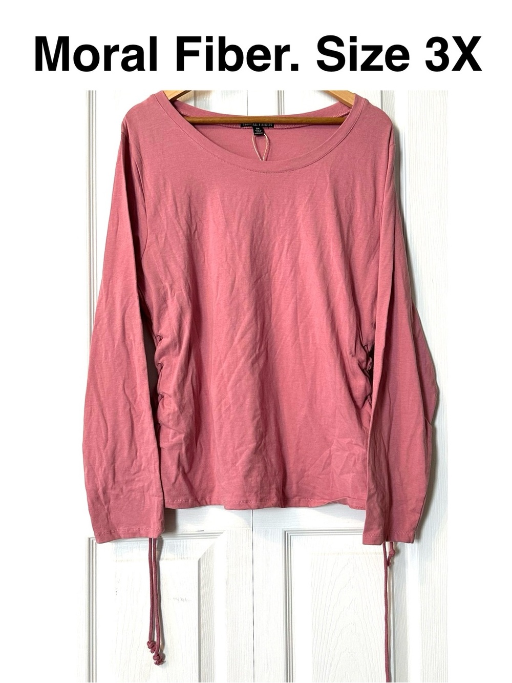 Moral Fiber Long-Sleeve Top Tee Casual Ties Cotton